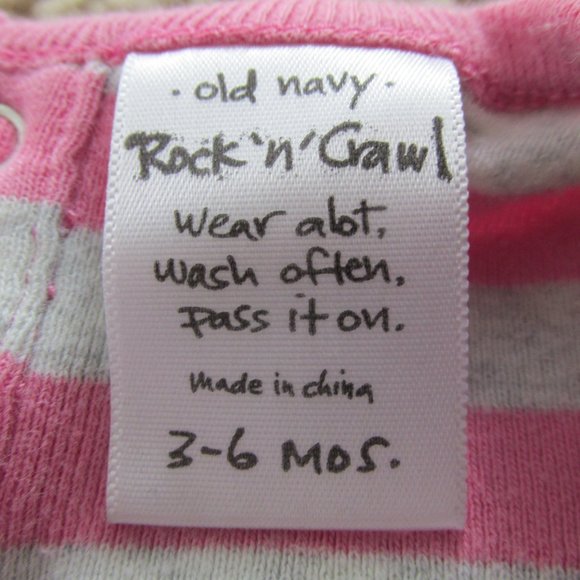 Old‎ Navy One Piece Onesie Girls Size 3-6M Pink Stripe Long Sleeve Celebrity #1 - Picture 3 of 4